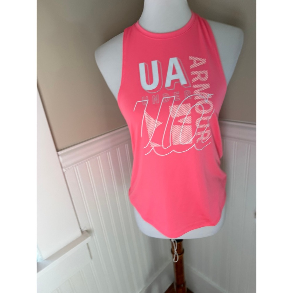 Under Armour Girls HeatGear Twisted Racerback Tank Top Pink Graphic YLG